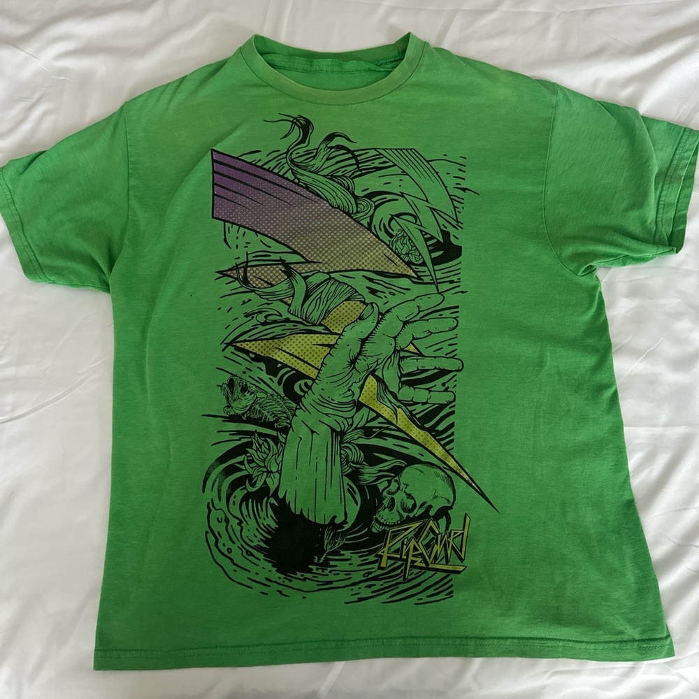 Rip Curl Graphic T-Shirt Men's Large Green Slim Fit Surf Skater Skull Tee